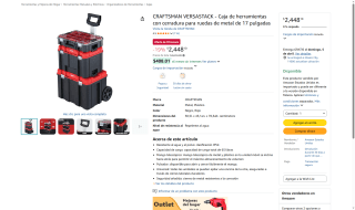 Caja Herramientas 3en1 Craftsman VersaStack 17" con Ruedas Metal por $2,448 | Amazon