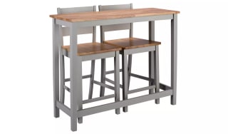 Argos Home Chicago Oak Grey Bar Table & 2 Grey Chairs887