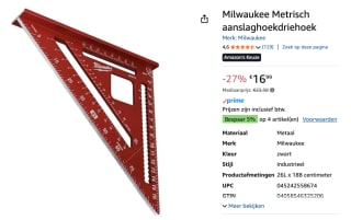 Milwaukee Meetdriehoek Metrisch voor €16,99 bij Amazon
