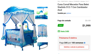 Cuna Corral Mecedor Para Bebé Starkids S12-7 Con Cambiador Azul