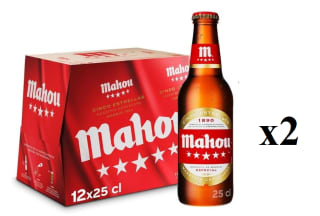 2 Packs de 12 Botellines de 25 cl de Mahou 5 estrellas por 7.54€