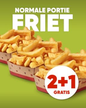 2+1 gratis op normale portie friet bij Kwalitaria