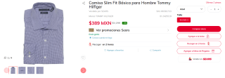 Camisa Slim Fit Básica Tommy Hilfiger por $389 | Oferta Sears