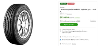 4 Llantas Goodyear 185 60 Rin15 por $4,161 | Walmart (Santander)