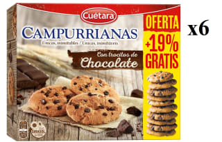 6 Paquetes Galletas Campurrianas con pepitas de chocolate Cuétara 350 g. por 13.54€