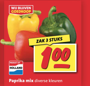 Paprika mix voor €1 bij de nettorama