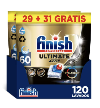 120 unidades Pastillas para Lavavajillas Finish Powerball ULTIMATE PLUS por 20,89€