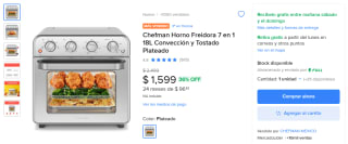 Freidora de Aire Horno Chefman 18L por $1,449 | Mercado Libre