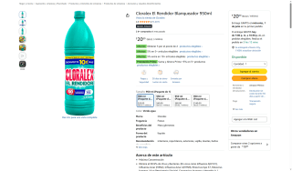 Cloralex El Rendidor Blanqueador por $11 | Amazon