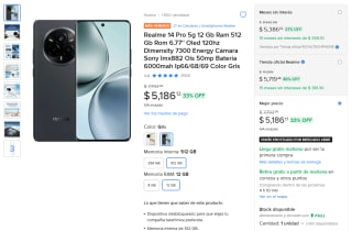 Realme 14 Pro 5G 512GB por $5,186 | Mercado Libre