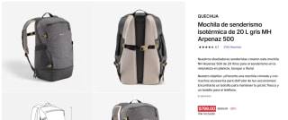 Mochila de Senderismo Isotérmica 20L MH Arpenaz 500 por $799 | Decathlon