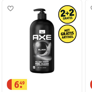 2+2 gratis op Axe grootverpakking douchegel 900ml + gratis mini deo Axe bij Kruidvat