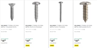 Tornillos HILLMAN para metal a $10 en Home Depot