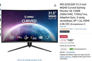 MSI G32CQ5P computerscherm 80 cm 2560 x 1440 voor €140,91 bij Amazon