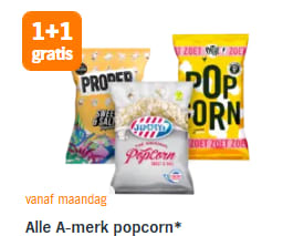 Alle A-merk popcorn incl. de Pathé Popcorn met gratis Pathé Thuis code 1+1 gratis