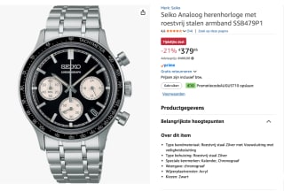 Seiko SSB479P1 horloge voor €379,95 bij Amazon