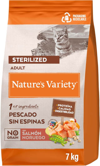 Nature's Variety No Grain Pienso Gatos Esterilizados Salmón Noruego 7kg por 32.40€