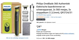 Philips OneBlade 360 met 3 trimkammen voor €24,99 bij Amazon
