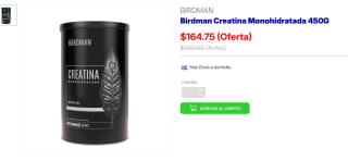 Birdman Creatina Monohidratada 450g por $165 | YZA Farmacias