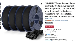 SUNLU PETG-snelfilament, hoge snelheid 30-600 mm 4 kg voor €39,09 bij Amazon