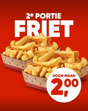 2e portie normale friet voor €2 bij Kwalitaria