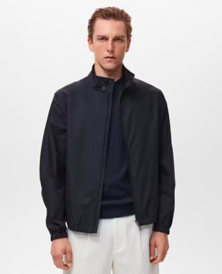 Mango Outlet Chaqueta Algodón Cuello Botones Azul por 17,99€