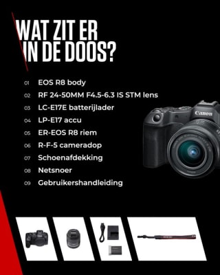 Canon EOS R8 + RF 24-50mm f/4.5-6.3 IS STM voor €1.064 na cashbck bij Bol