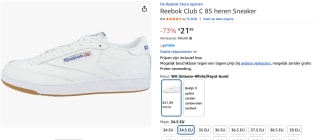Reebok Club C 85 sneakers voor €21,99 bij Amazon