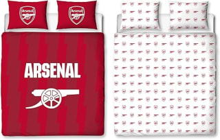 Arsenal FC Official Double Duvet Cover Set – Geometric Design, Red Reversible 2-Sided