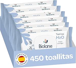 Biolane - Toallitas de agua H2O Bebé, 450 Toallitas (6 Paquetes de 75 Unidades)12.76€