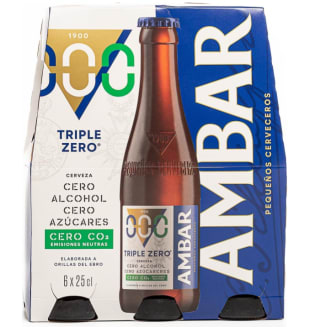 AMBAR Cerveza sin alcohol triple zero (0.0%) pack 6 uds. x 25 cl. por 2.37€