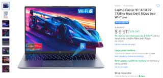 Laptop Kamrui 16'' R7 7735HS 16GB 512GB por $8,322 | Mercado Libre (Banorte)