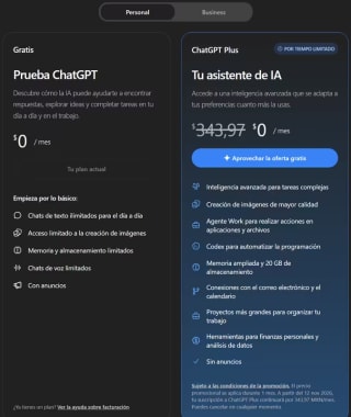 Gratis ChatGPT Plus (1 mes) en ChatGPT
