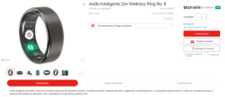 Anillo Inteligente Zen Wellness Ring No. 8 por $819 | Sanborns