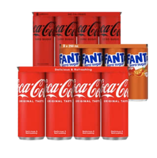 Coca-Cola en Fanta Alle sets met 8 blikjes à 25 cl voor €3,49 bij de Plus