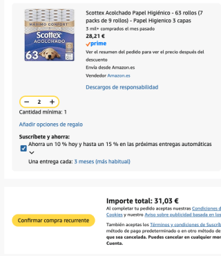 126 rollos Scottex Acolchado de 3 capas por 31.03€