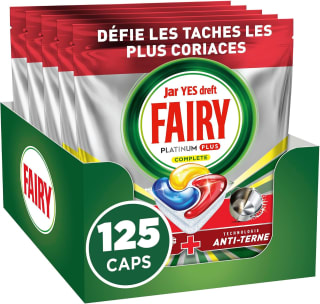 Fairy Platinum Plus Tablettes Lave‑Vaisselle Tout‑en‑1 x125 pour 20,10€ chez Amazon