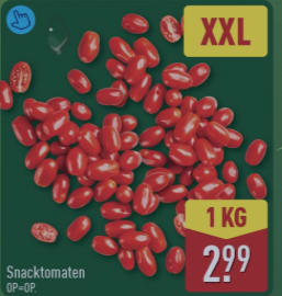 1 Kg snacktomaatjes voor €2,99 bij de Aldi
