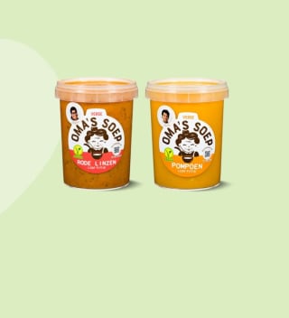 Oma's Soep Rode Linzen of Pompoensoep voor €1 via Scoupy en de AH