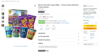 Barcel Caja Takis Fuego 480g por $51 en Amazon