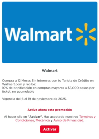 10% de bonificación en Walmart a 12 MSI | Buen Fin Banorte