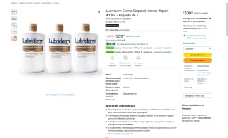 Lubriderm Crema Corporal Intense Repair 400ml x3 por $209 | Amazon