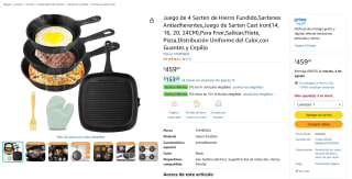 Juego de 4 Sartenes Hierro Fundido SYMENGO por $459 | Amazon