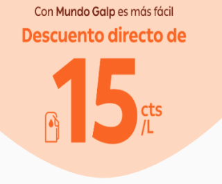 Galp descuento directo de 15 cts/L en todos tus repostajes