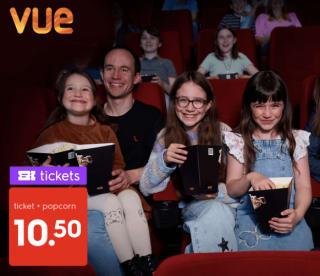 Voucher voor Vue Cinemas inclusief medium popcorn voor €10,50 bij de Hema
