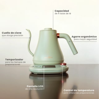 HERVIDOR ELÉCTRICO CONTROL TEMPERATURA INTELIGENTE MOUVAIR SWAN VERDE $52.990 Ripley