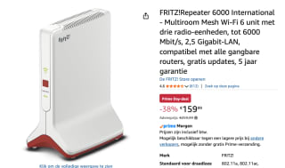 FRITZ!Repeater 6000 International - Multiroom Mesh Wi-Fi 6 voor €159,99