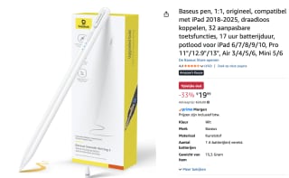 Baseus iPad-pen (compatibel 2018-2025) voor €19,99 bij Amazon