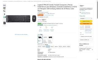 Teclado y Mouse Inalámbricos Logitech MK220 por $331 | Amazon