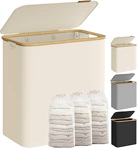 SONGMICS Cesto de Ropa Sucia con Tapa 3 Secciones, 150 L por 23.99€